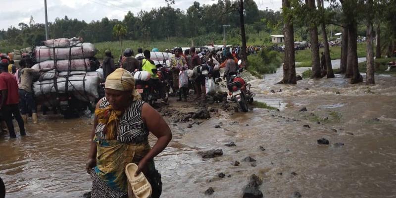 Débordement de la rivière Rutshuru sur la RN2