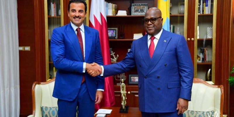 Félix Tshisekedi, président de la RDC et son Altesse Sheikh Tamim Ben Hamad Al Thani, l’Émir du Qatar 