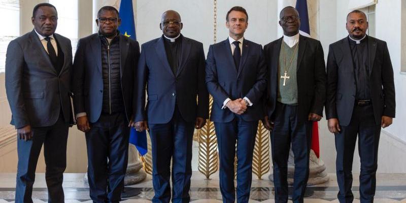 Macron recevant la CENCO et l'ECC à l'Elysée en mars 2025