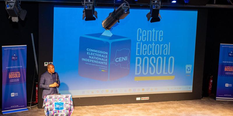 Denis Kadima, président de la CENI, lors de la projection du film "Centre électoral Bosolo" 