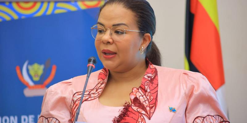 Thérèse Kayikwamba, ministre des Affaires étrangères, de la Coopération internationale, de la Francophonie et de la Diaspora congolaise à la 9e commission permanente mixte RDC–Ouganda