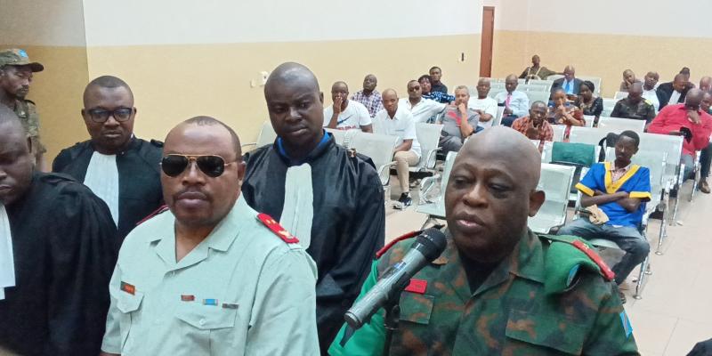 Le Général Christian Ndaywell à la barre lors du procès du Général Ramazani Fundi
