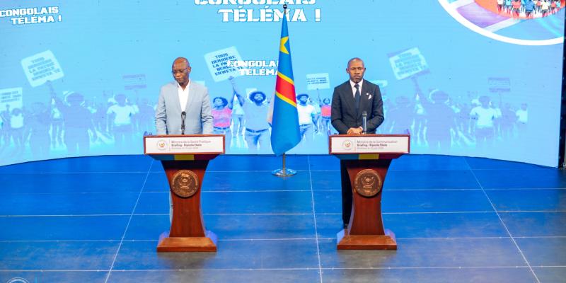 Samuel Roger Kamba, ministre de la Santé et Patrick Muyaya, ministre de la Communication et médias 