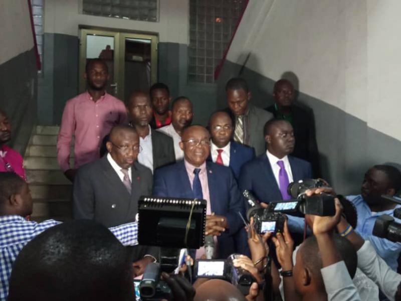 Les membres de l'opposition au sortir de la réunion avec André Kimbuta (Ph. ACTUALITE.CD)