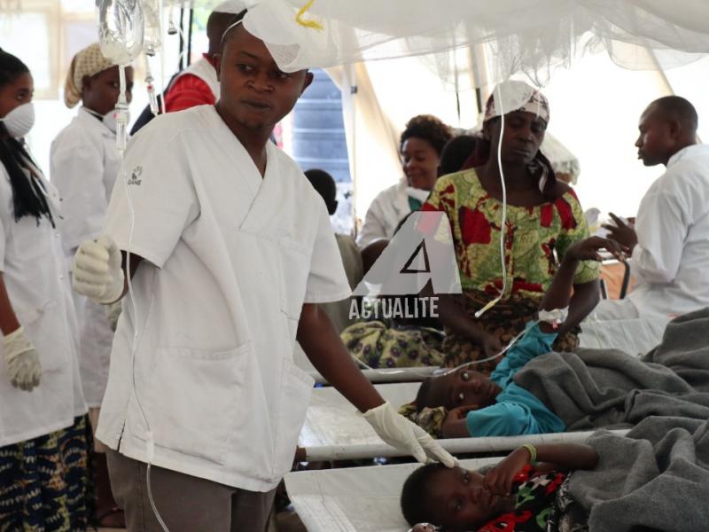Des malades de cholera en quarantaine dans un centre de santé de Goma . Ph ACTUALITE.CD / Ley Uwera 