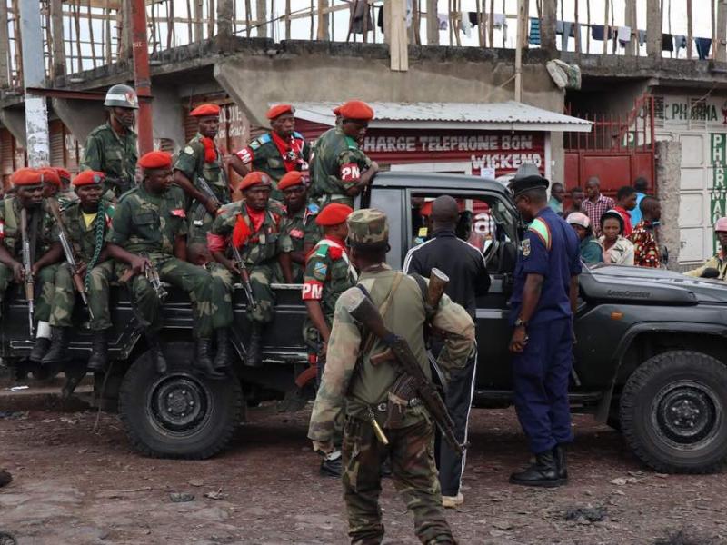 Les militaires lors d'une manifestation publique à Goma (Photo Ley Uwera/ACTUALITE.CD)