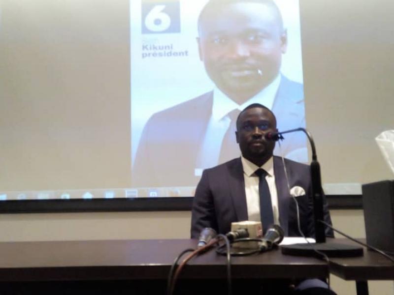 Seth Kikuni en conférence de presse ce mercredi 14 novembre 2018 à Kinshasa (Ph. Willy Akonda/ACTUALITE.CD)