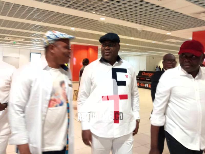 Vital Kamerhe et Félix Tshisekedi à l'aéroport de Nd'jili/Ph. Christine Tshibuyi