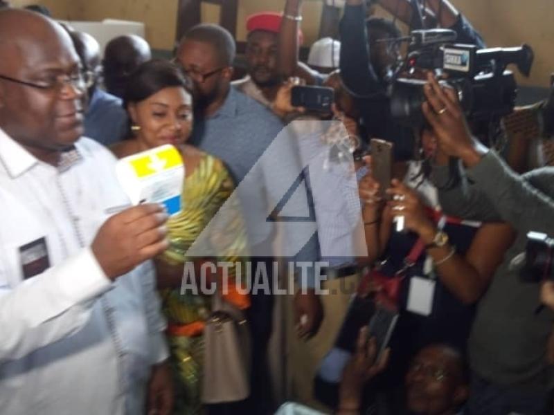 Félix Tshisekedi après le vote ce dimanche 30 décembre 2018 au centre au centre du collège Bonsomi à N'djili 