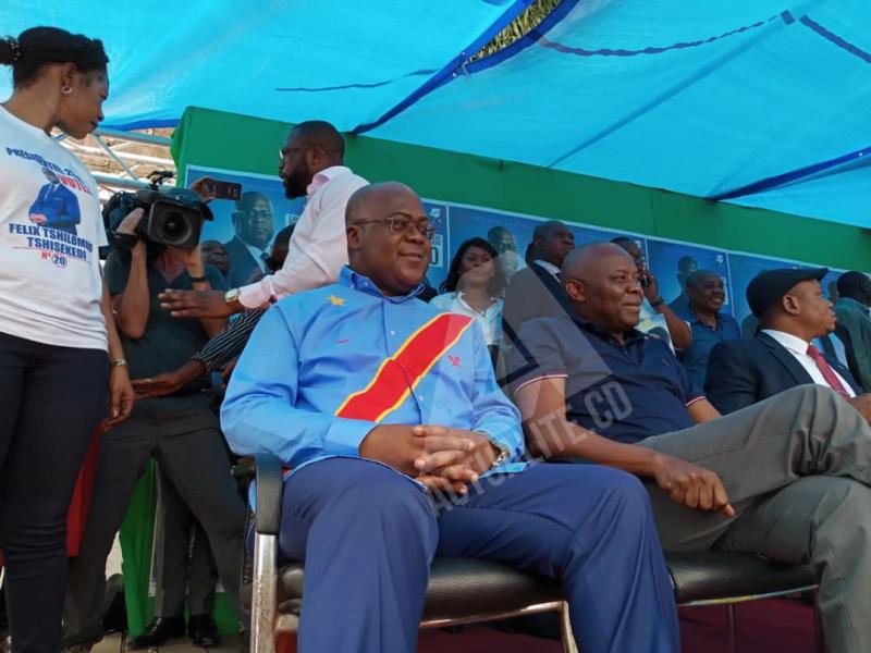 Félix Tshisekedi et Vital Kamerhe ce vendredi 21 décembre 2018 lors d'adresse adresse aux militants de l'UDPS et de l'UNC après le report des élections par la CENI.