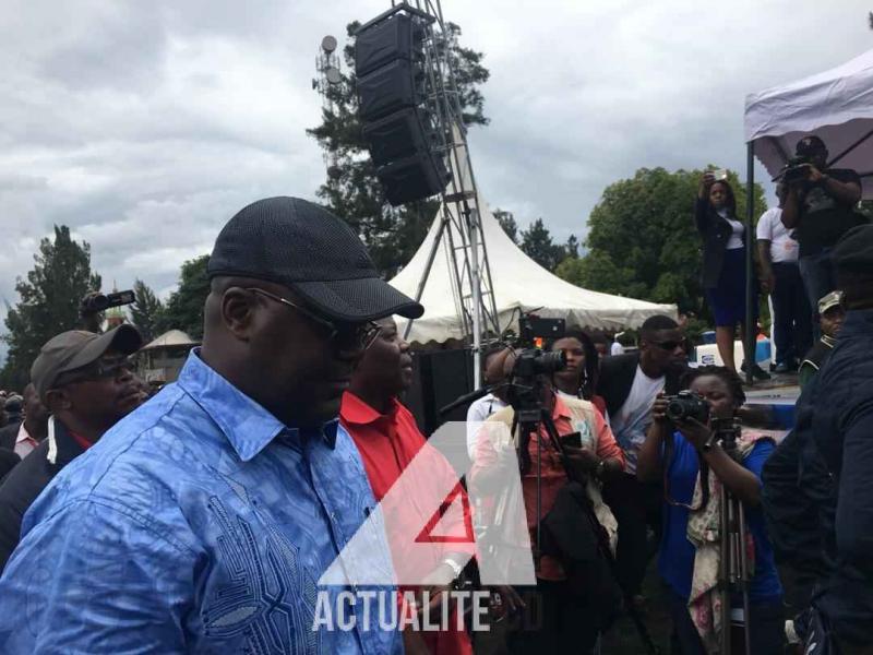 Arrivée de Félix Tshisekedi et de Vital Kamerhe accompagnés d'une foule au terrain Afya de Goma