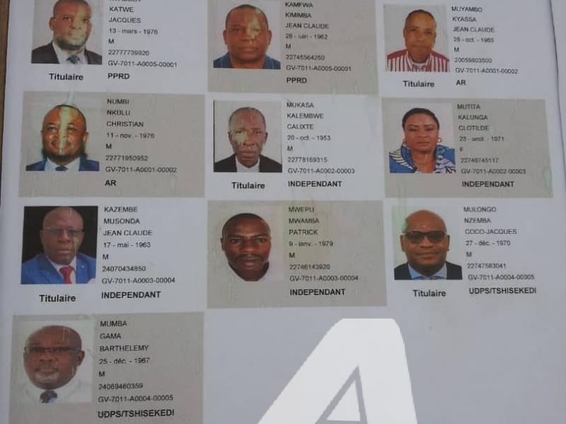 Liste des candidats gouverneurs dans le Haut-Katanga