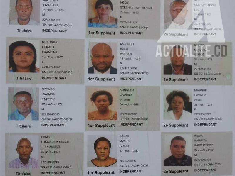 Liste des candidats sénateurs pour le Haut-Katanga