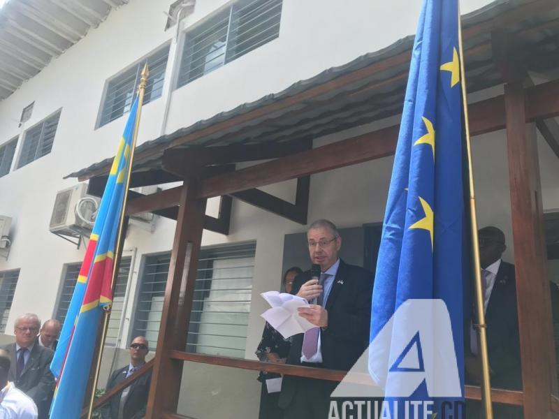 Philippe Bronchain, chargé d’affaires a.i du Royaume de Belgique lors de la cérémonie d'ouverture de Centre européen des visas à Kinshasa/Ph ACTUALITE.CD