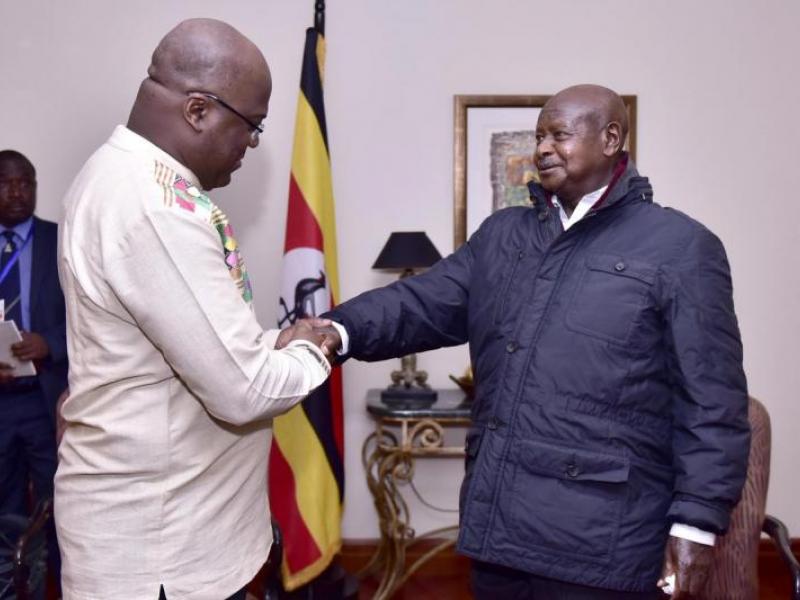 Illustration/Rencontre entre Félix Tshsiekedi et Yoweri Museveni en marge de la 32ème session ordinaire du Conseil exécutif de l’Union africaine à Addis-Abeba (Ethiopie)/Ph droits tiers