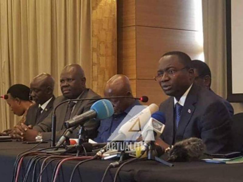 Le comité stratégique du FCC devant la presse à Kinshasa / Ph. Pascal Mulegwa 