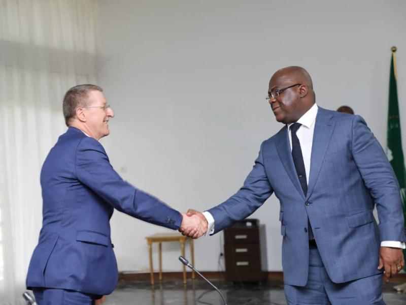Le président Félix Tshisekedi et Renier Nijskens, Envoyé spécial de Belgique dans la Région des Grands lacs lors d'une rencontre à Kinshasa/Ph Présidence