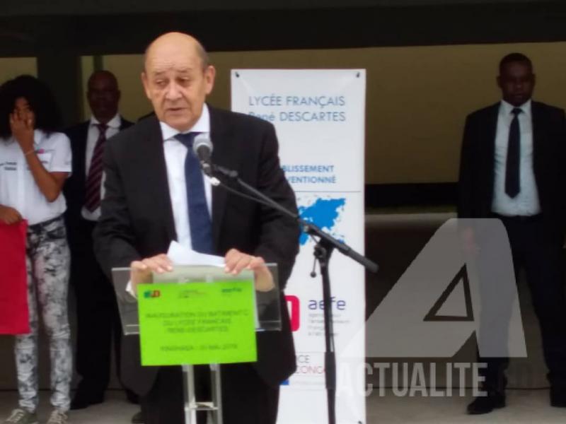 Jean Yves Le Drian, ministre français des affaires étrangères à Kinshasa/Ph Will Cleas Nlemvo ACTUALITE.CD