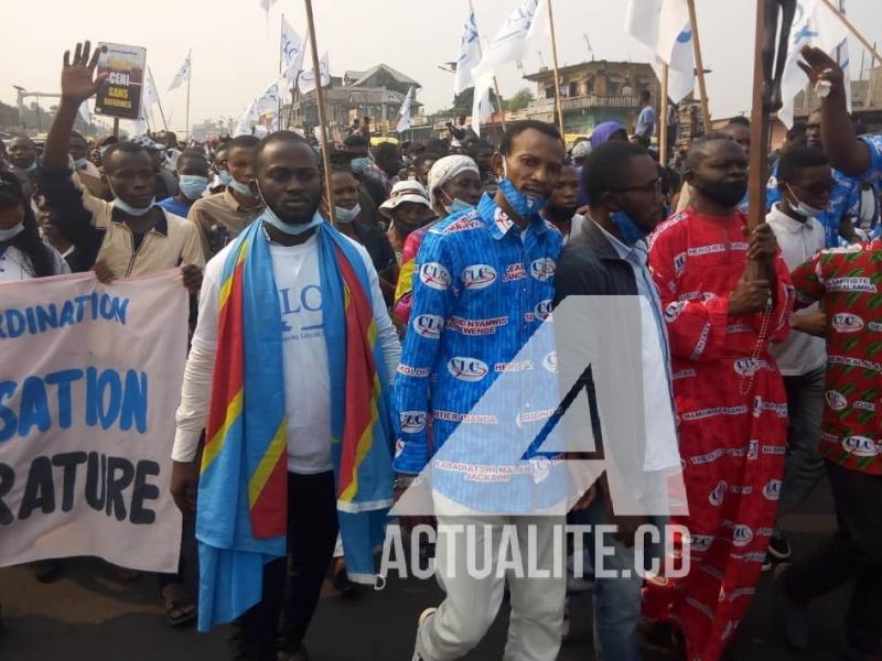 Des manifestants lors de la marche de CLC à Kinshasa/PH. ACTUALITE