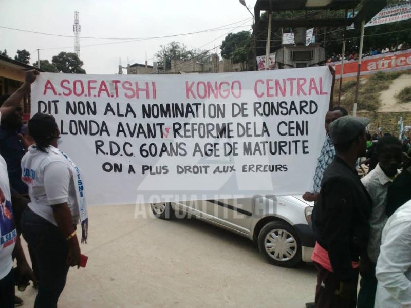 Une manifestation des militants de l'UDPS à Matadi contre le choix de Ronsard Malonda comme président de la CENI/Ph ACTUALITE.CD