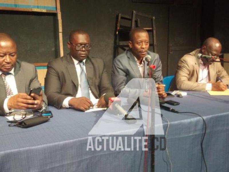De gauche à droite. Paul Nsapu, Traoré Idrissa l'un  des VP de la FDIH, Claude Katende de l'Asadho/Ph. Fonseca Mansianga/ACTUALITE.CD
