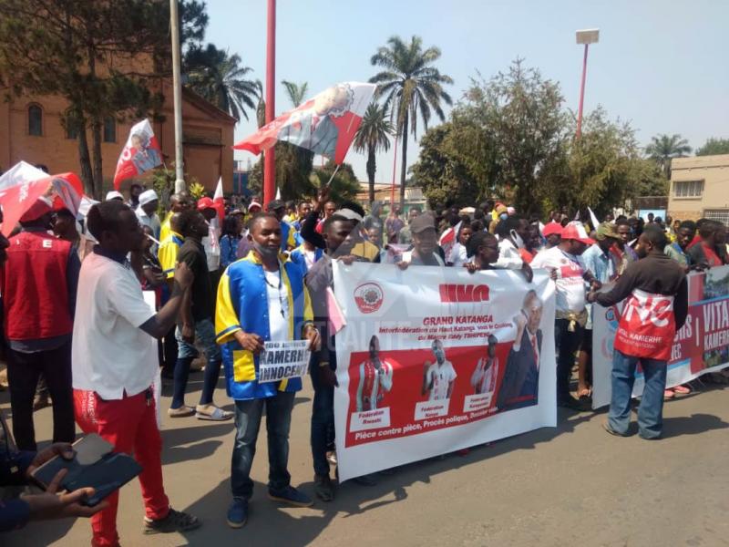 Marche des militants de l'UNC à Lubumbashi. Ph. ACTUALITE.CD.