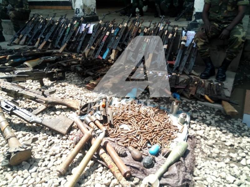 Des armes et explosifs remis par des miliciens à Goma/Ph ACTUALITE.CD 