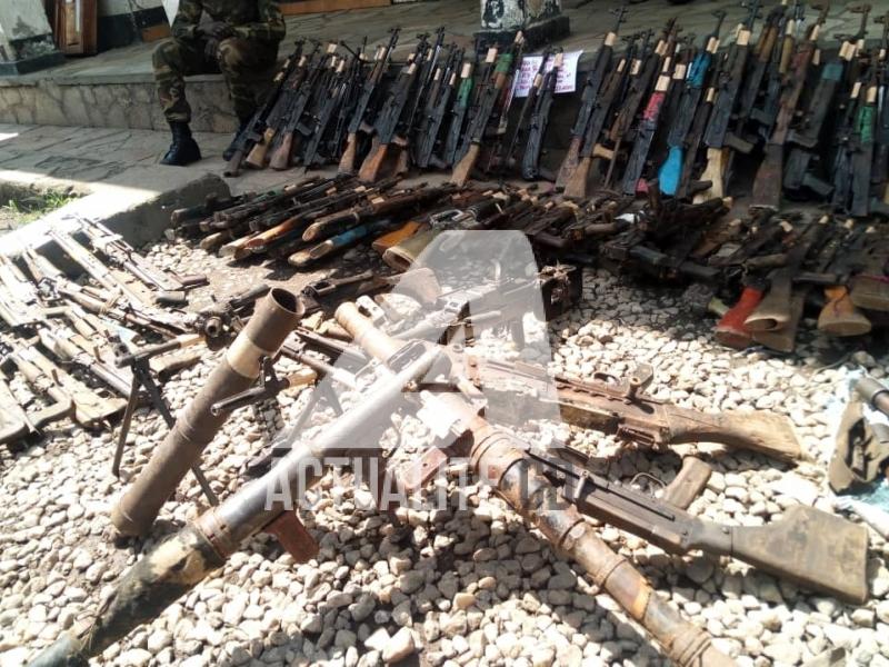 Illustration. Des armes récupérées par les FARDC auprès des miliciens au Nord-Kivu/Ph ACTUALITE.CD