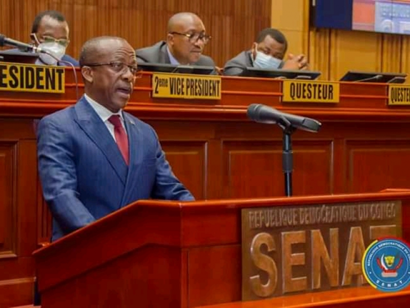 Le ministre d'État, ministre des ressources hydrauliques et électricité, Eustache Muhanzi au Sénat