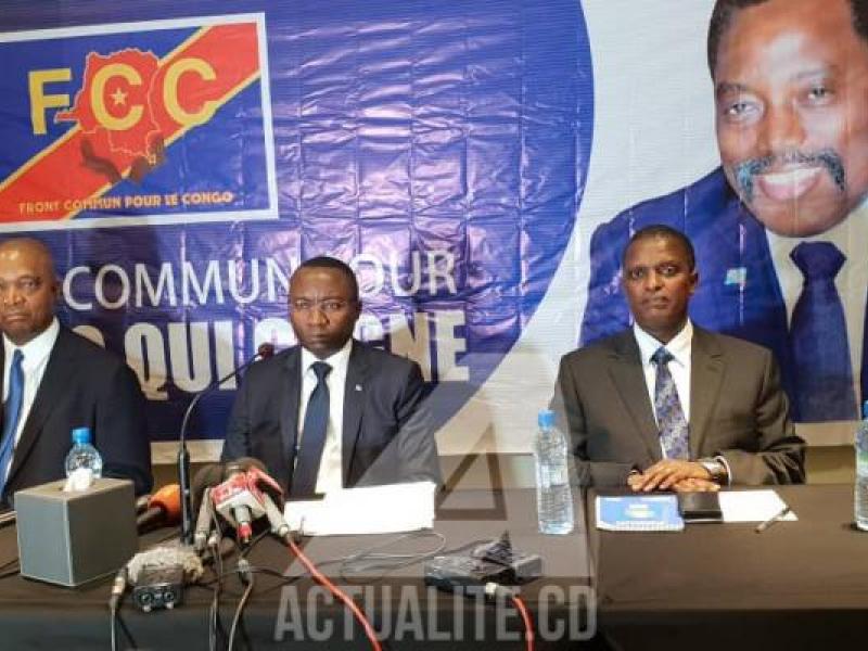 Les membres du Front Commun pour le Congo lors d'une conférence de presse à Kinshasa/Ph. ACTUALITE.CD