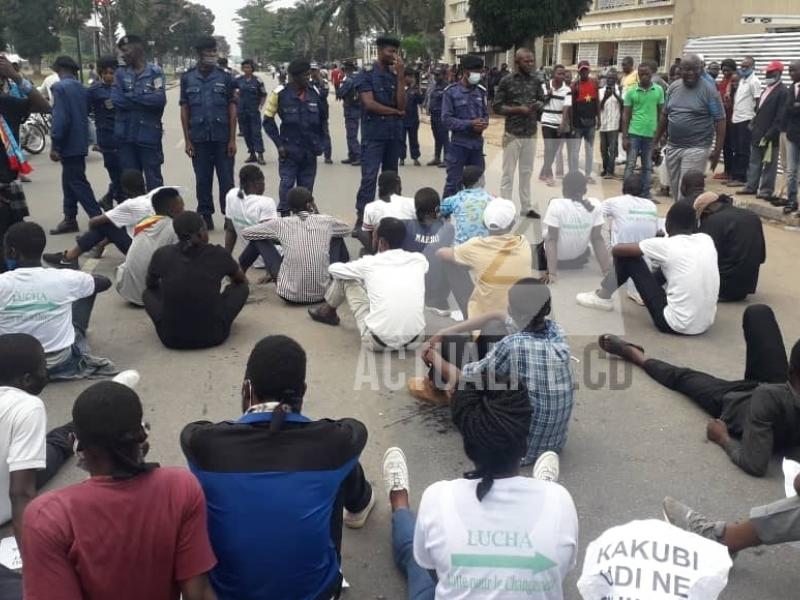 Les militants LUCHA en pleine manifestation à Kananga/Ph. ACTUALITE.CD