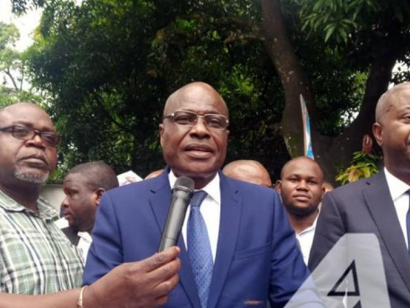 Martin Fayulu, président en exercice de Lamuka et Adolphe Muzito devant la presse/Ph. ACTUALITE.CD