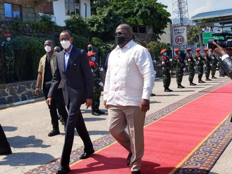 Félix Tshisekedi accueille Paul Kagame à Goma