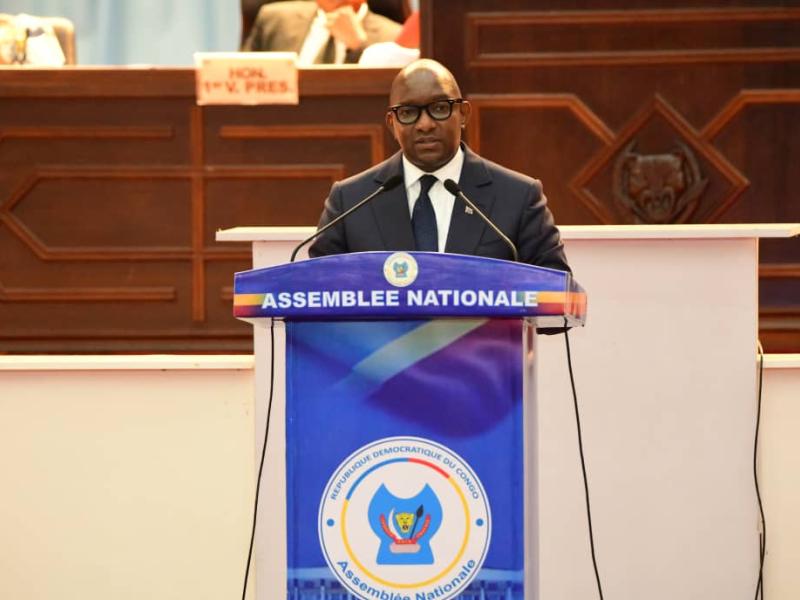 Le Premier ministre Sama Lukonde lors de la présentation du projet de LOFIP 2022 à l'Assemblée nationale 