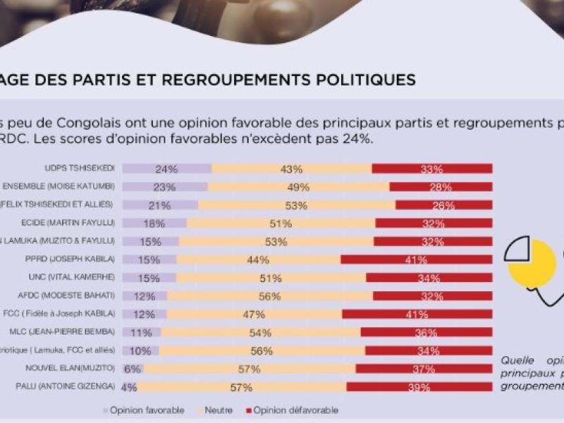 Résultats graphiques de l'étude Target sur l'opinion des Congolais sur les partis politiques