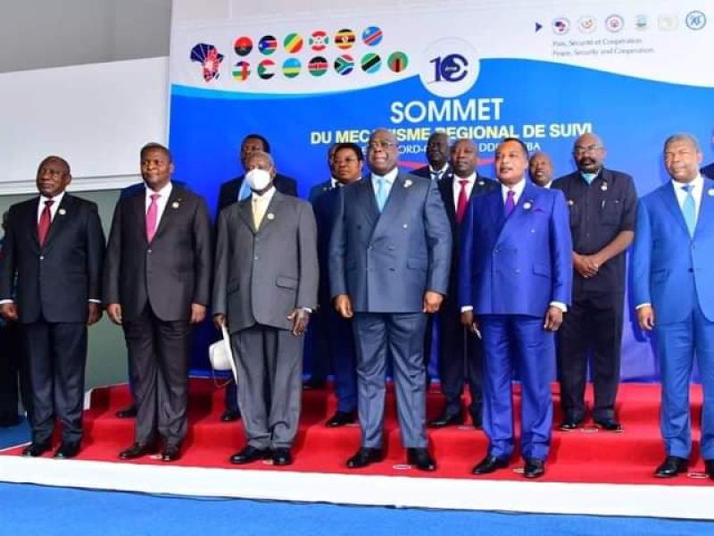 Les chefs d'Etat après la réunion du Mécanisme régional du suivi de l'accord cadre d'Addis-Abeba