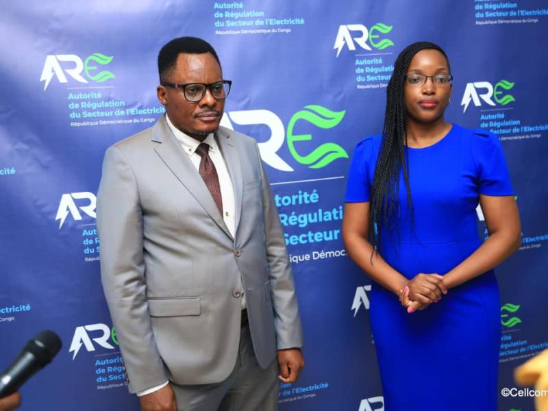 Idesbald Chinamula et Sandrine Ngalula Mubenga, respectivement DG de l'ANSER et DG de l'ARE. Ph. Droits tiers. 