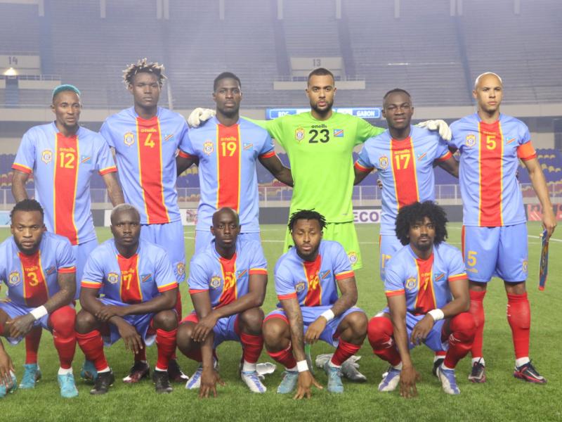 Les Léopards lors d'un match contre le Gabon à Kinshasa en 2022