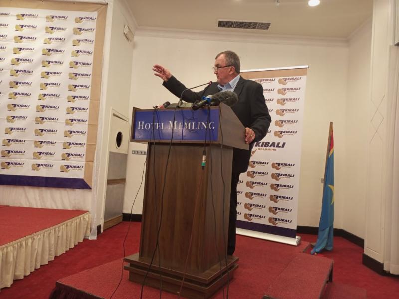 Mr Mark Bristow, President et Directeur général de  Barrick, lors de la conférence de presse à l'hôtel Memling de Kinshasa