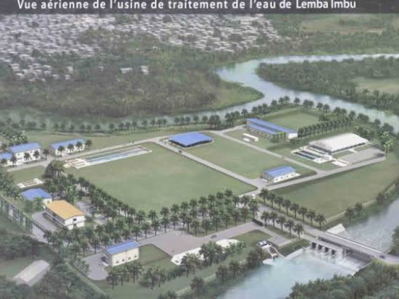 Vue aérienne de l'usine de traitement d'eau de Lemba Imbu