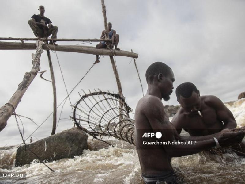 Sur le fleuve Congo, les pêcheurs de la chute Wagenya à Kisangani