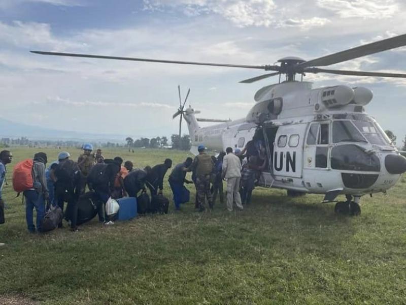 La MONUSCO a évacué par hélicoptère 12 journalistes de Rutshuru vers Goma le 31 octobre 2022