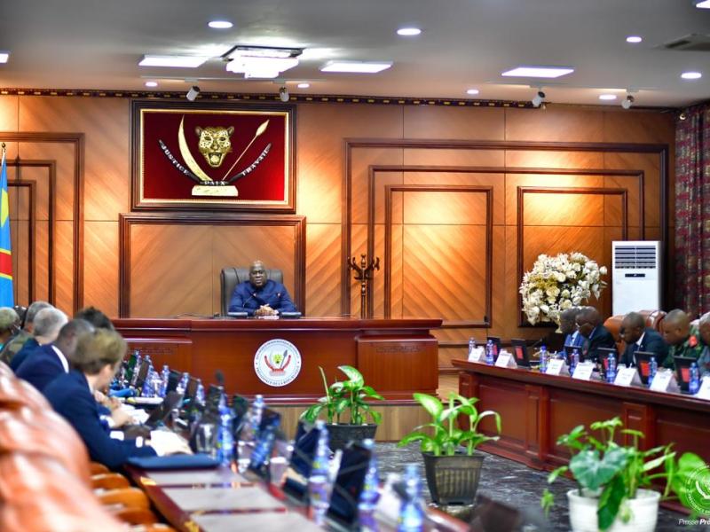 Félix Tshisekedi en réunion avec les délégués de la MONUSCO