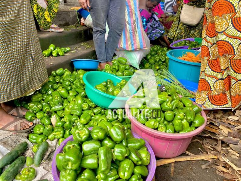 Les poivrons au marché Kahembe à Goma  