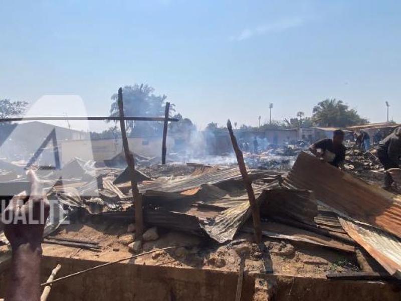 Marché du bois de Kamalondo incendié