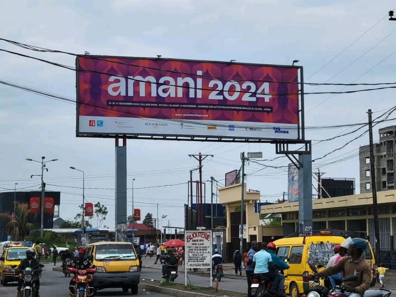 Panneau du festival amani à Goma, 10e édition/Ph ACTUALITE.CD