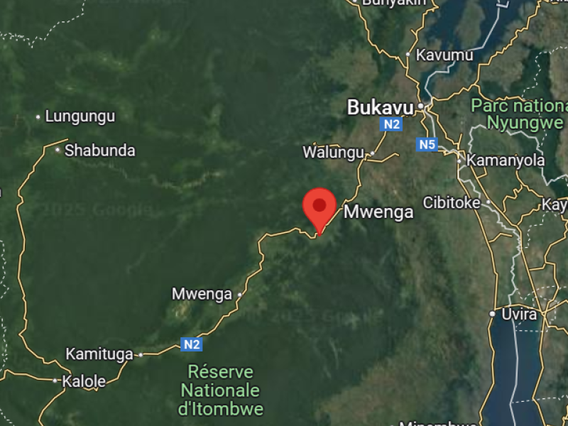 Mwenga sur la carte