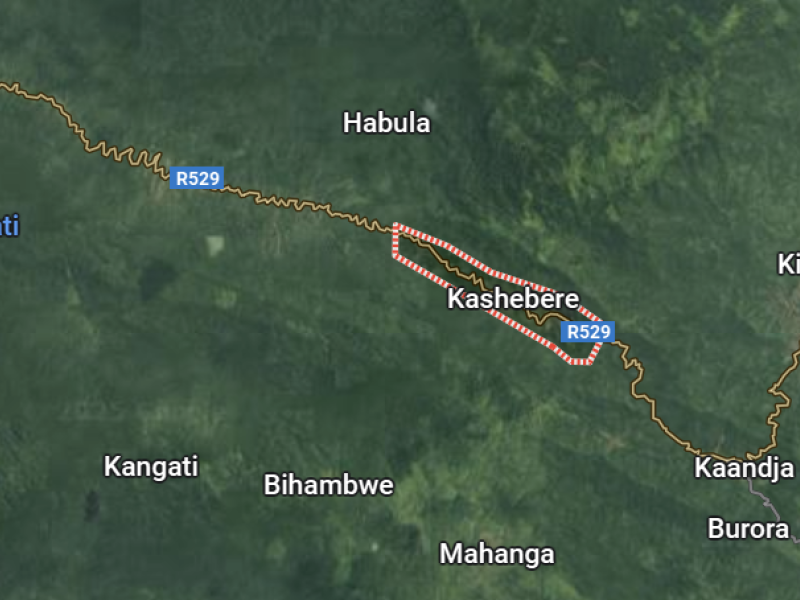 Kashebere et Kibati sur la carte