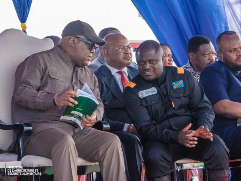 Muhindo Nzangi et Félix Tshisekedi lors du lancement de la campagne agricole 2025-2026 