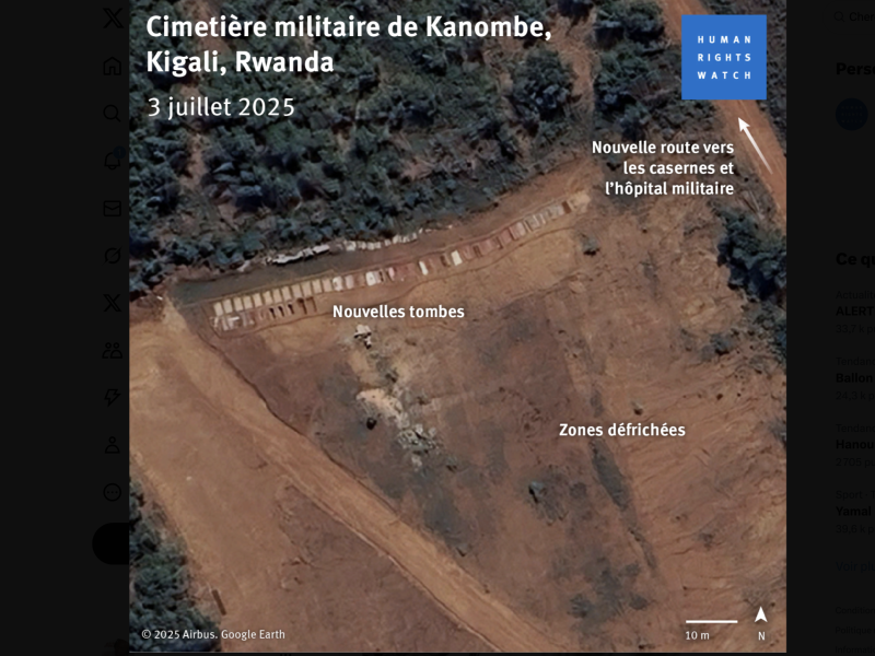 HRW a compté les nouvelles tombes individuelles à l'aide d'images satellite haute résolution prises à 14 dates différentes